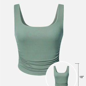 OGL MOVE - Eco-SkinKiss® Ruched Sides Square Brami Tank Top - Sage Spray
